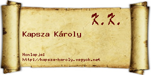 Kapsza Károly névjegykártya
